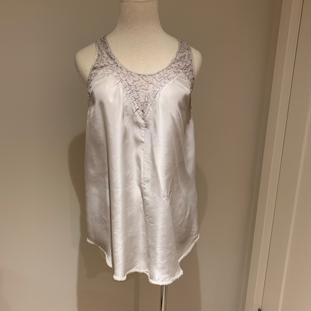 Aritzia Wilfred silk & lace racer back tank - gray XS